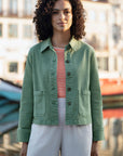 Yumi Green Canvas Jacket With Patch Pockets