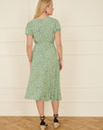 Yumi Green Ditsy Print Midi Tea Dress