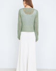 Yumi Green Flower Crochet Button Up Cardigan
