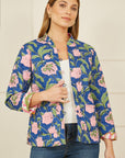 Yumi Pink Floral Reversible Cotton Quilted Jacket