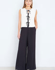 Yumi Ivory Knitted Waistcoat With Bow Trims