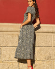 Yumi Brown Leopard Print Pleated Button Through Midi Dress