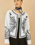 Yumi Ivory Folk Embroidered Edge To Edge Cardigan