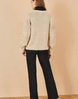Yumi Beige Edge to Edge Cardigan With Flower Detail Sleeves
