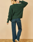 Yumi Green Edge to Edge Cardigan With Flower Detail Sleeves