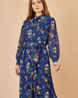 Yumi Recycled Navy Raccoon Print Shirt Midi Dress