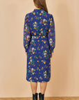 Yumi Recycled Navy Raccoon Print Shirt Midi Dress
