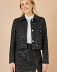 Yumi Black Boucle Sequin Mini Skirt
