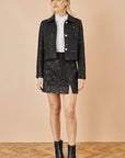 Yumi Black Boucle Sequin Mini Skirt