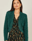 Yumi Green Metallic Fluffy Eyelash Bolero