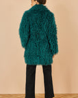 Yumi Teal Luxe Long Hair Fur Coat