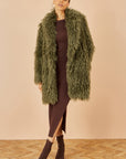 Yumi Green Luxe Long Hair Fur Coat
