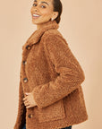 Yumi Brown Short Teddy Bear Jacket