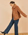 Yumi Brown Short Teddy Bear Jacket