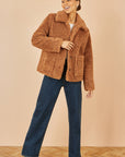 Yumi Brown Short Teddy Bear Jacket