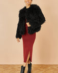 Yumi Black Luxe Fluffy Faux Fur Coat