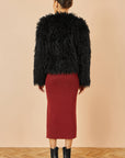 Yumi Black Luxe Fluffy Faux Fur Coat