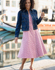 Yumi Blue Stretch Denim Jacket With Pocket Detail