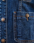 Yumi Blue Stretch Denim Jacket With Pocket Detail
