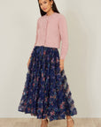 Yumi Pink Eyelash Knit Cropped Cardigan