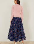 Yumi Pink Eyelash Knit Cropped Cardigan