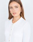 Yumi Ivory Ribbed Collar Button Up Cardigan