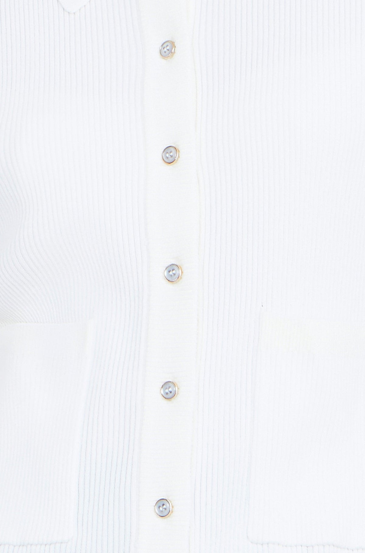 Yumi Ivory Ribbed Collar Button Up Cardigan