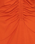 Yumi Orange Ruched Front Stretch Midi Dress