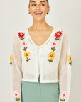 Yumi Ivory Crochet Embroidered Flower Bolero