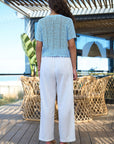Yumi Blue Crochet Short Sleeve Cardigan