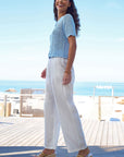 Yumi Blue Crochet Short Sleeve Cardigan