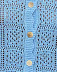 Yumi Blue Crochet Short Sleeve Cardigan