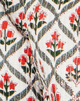 Yumi White Peacock Print Reversible Cotton Quilted Jacket