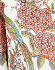 Yumi White Peacock Print Reversible Cotton Quilted Jacket