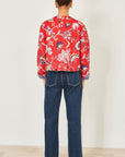 Yumi Red Boho Print Cotton Reversible Quilted Jacket