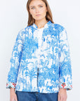Yumi Blue Palm Reversible Cotton Quilted Jacket