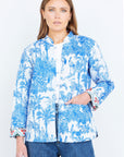 Yumi Blue Palm Reversible Cotton Quilted Jacket