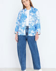 Yumi Blue Palm Reversible Cotton Quilted Jacket
