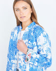 Yumi Blue Palm Reversible Cotton Quilted Jacket