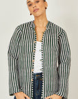 Yumi Green Fox Print Reversible Cotton Quilted Jacket