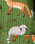 Yumi Green Fox Print Reversible Cotton Quilted Jacket