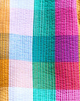 Yumi Multicolour Checked Cropped Reversible Cotton Quilted Jacket