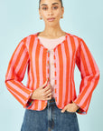 Yumi Multicolour Checked Reversible Cotton Quilted Jacket