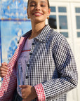 Yumi Black Gingham Frill Collar Jacket