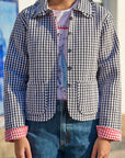 Yumi Black Gingham Frill Collar Jacket