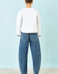 Yumi White Gingham Reversible Cotton Quilted Cropped Jacket