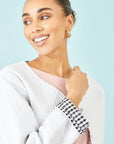 Yumi White Gingham Reversible Cotton Quilted Cropped Jacket