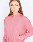 Yumi Pink Relaxed Lightweight Bomber Jacket