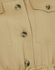 Yumi Green Utility Jacket With Drawstring Waist and Stripe Lining