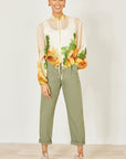 Yumi Beige Printed Lightweight Modal Bomber Jacket